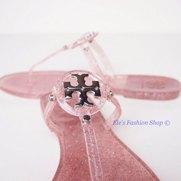 NIB Tory Burch Jelly Mini Miller Sandal Pink Love Silver HW US 7 AUTHENTIC - Picture 12 of 16
